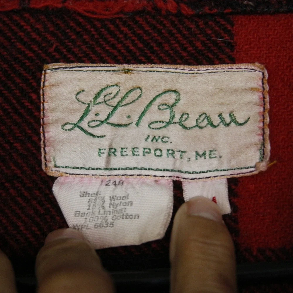 Vintage 50s LL Bean Wool Buffalo Plaid Cruiser Jacket Mens‎ Red Black Full Zip
